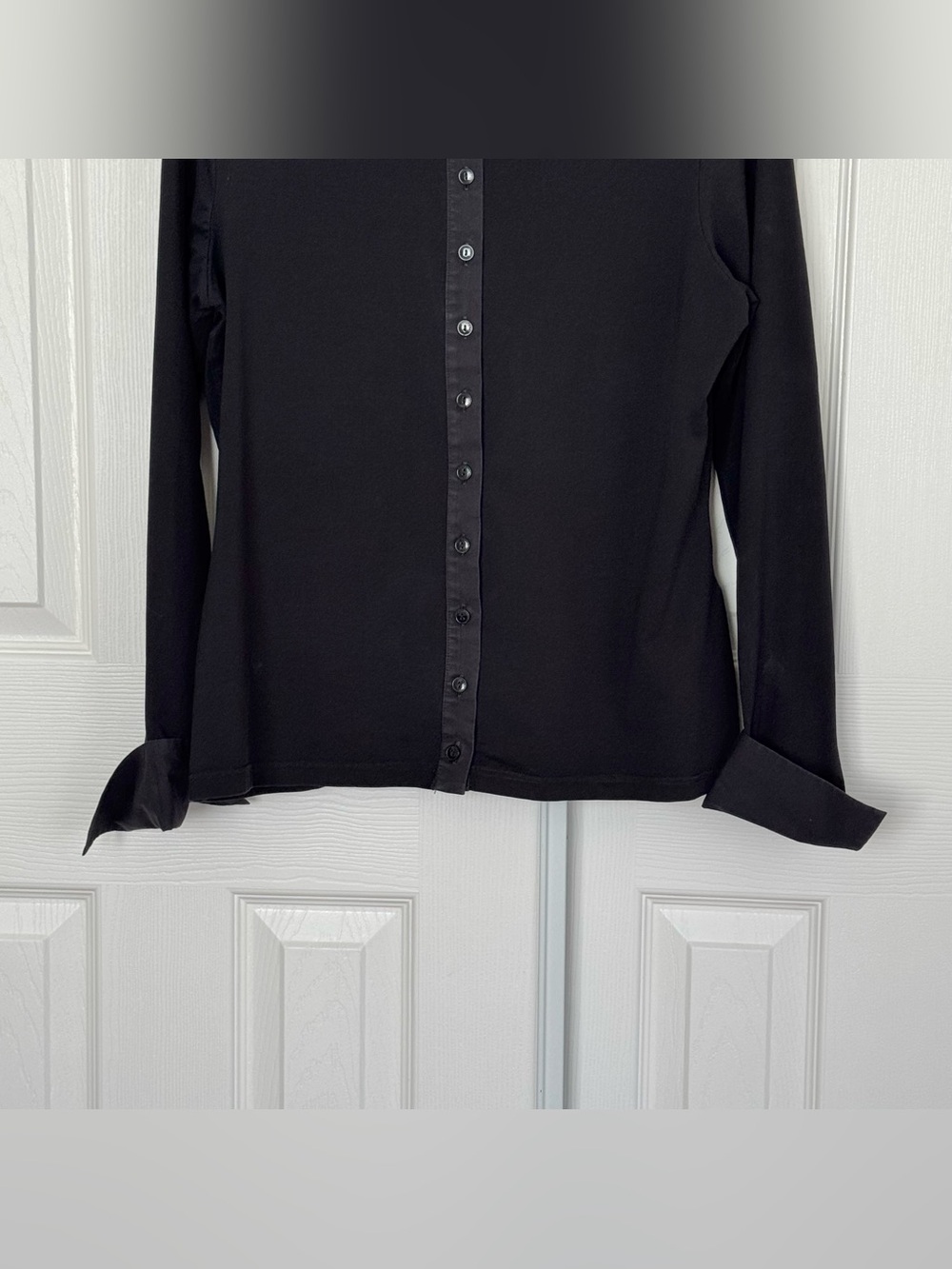 Anne Fontaine Nuage Shirt Black Stretch Jersey Shirt With Fitted Size 44 - Picture 5 of 15